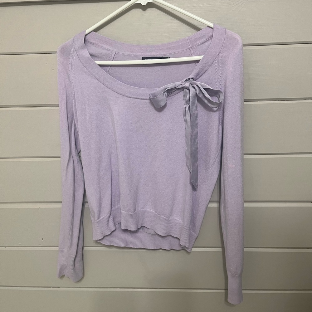 Lilac Sweater with Bow Detail